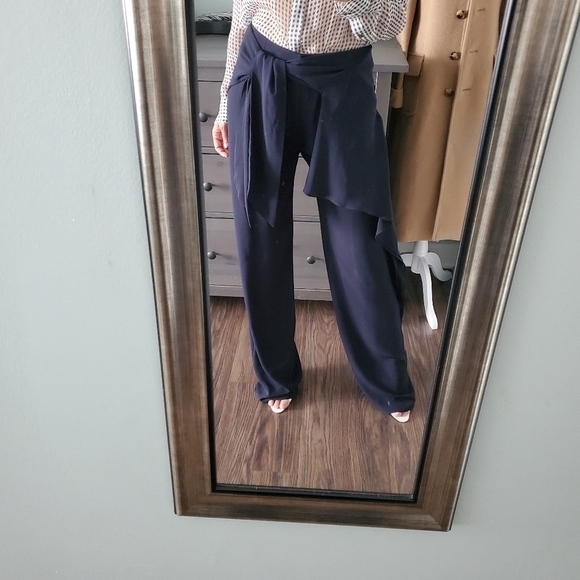 NEW Chloé Ruffled Silk Georgette Pants Navy Blue - Picture 2 of 8